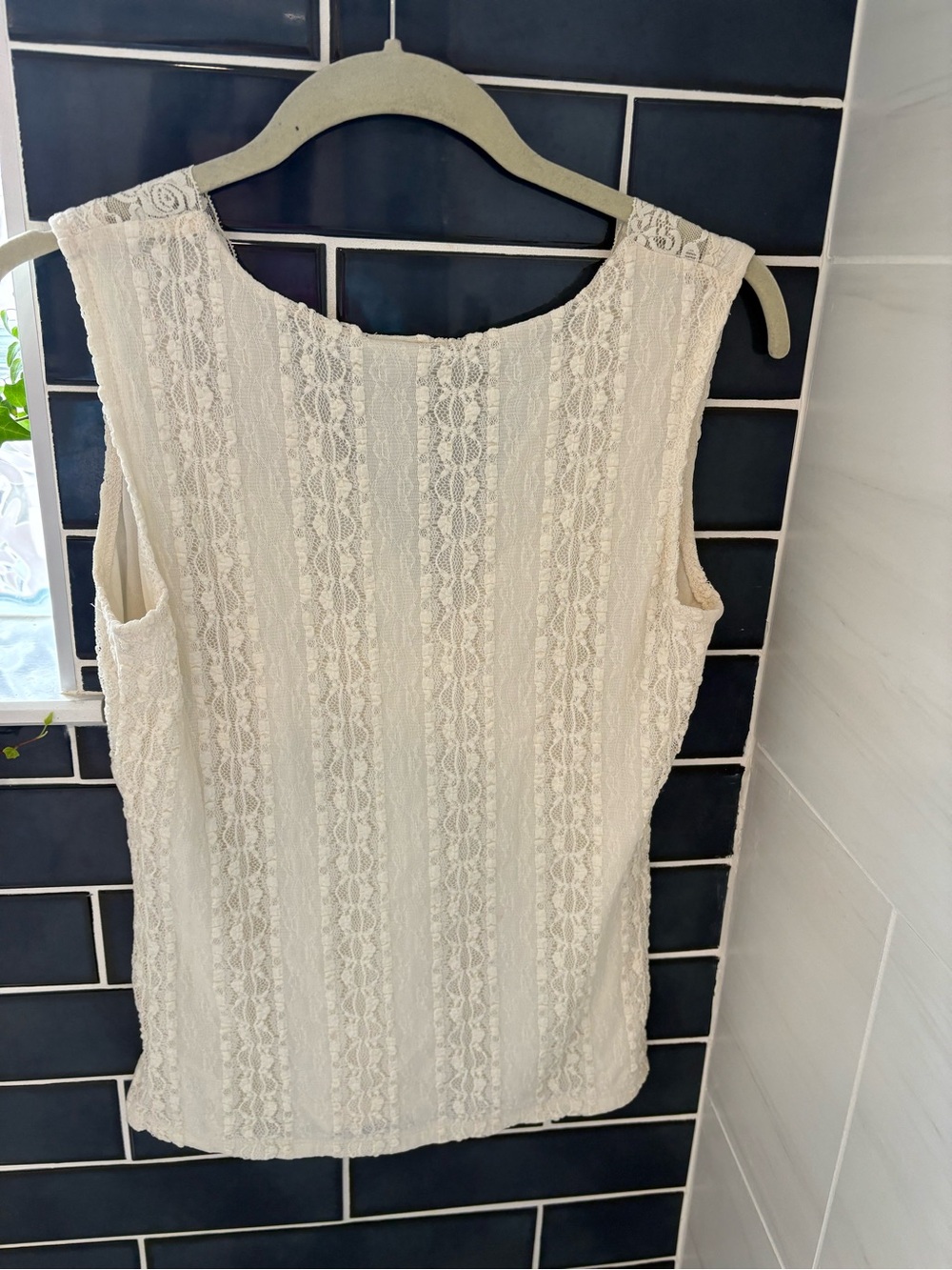 Style & Co. Cream Lace V-Neck Shell Top - Picture 4 of 4